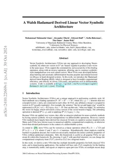 A Walsh Hadamard Derived Linear Vector Symbolic Architecture