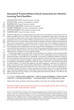 Automated Trustworthiness Oracle Generation for Machine Learning Text Classifiers