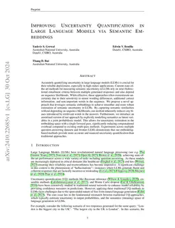 Improving Uncertainty Quantification in Large Language Models via
  Semantic Embeddings