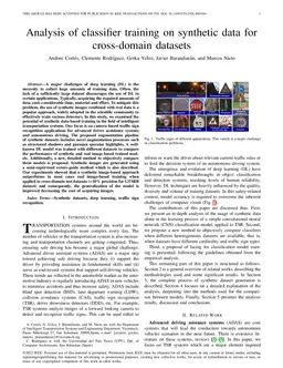 Analysis of Classifier Training on Synthetic Data for Cross-Domain
  Datasets