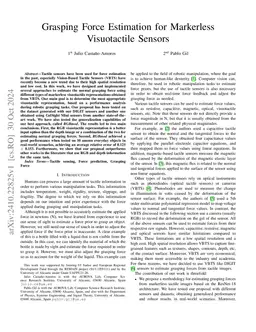 Grasping Force Estimation for Markerless Visuotactile Sensors