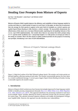 Stealing User Prompts from Mixture of Experts
