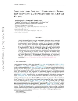Effective and Efficient Adversarial Detection for Vision-Language Models
  via A Single Vector