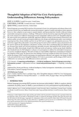 Thoughtful Adoption of NLP for Civic Participation: Understanding
  Differences Among Policymakers
