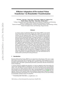 Efficient Adaptation of Pre-trained Vision Transformer via Householder
  Transformation