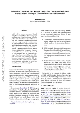 Bonafide at LegalLens 2024 Shared Task: Using Lightweight DeBERTa Based
  Encoder For Legal Violation Detection and Resolution