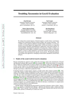 Troubling Taxonomies in GenAI Evaluation