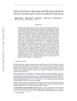 Online Intrinsic Rewards for Decision Making Agents from Large Language Model Feedback
