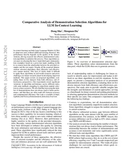 Comparative Analysis of Demonstration Selection Algorithms for LLM
  In-Context Learning