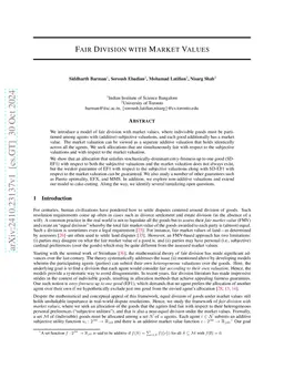 Fair Division with Market Values