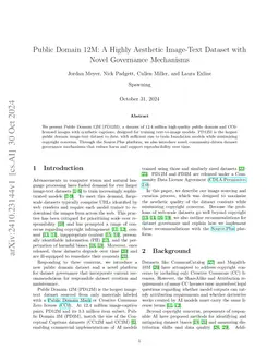 Public Domain 12M: A Highly Aesthetic Image-Text Dataset with Novel
  Governance Mechanisms