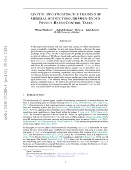 Kinetix: Investigating the Training of General Agents through Open-Ended Physics-Based Control Tasks