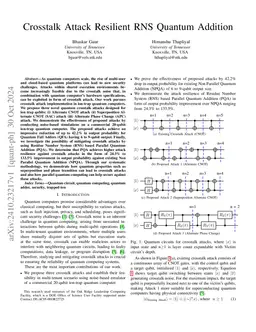 Crosstalk Attack Resilient RNS Quantum Addition