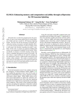 ELMGS: Enhancing memory and computation scaLability through coMpression
  for 3D Gaussian Splatting