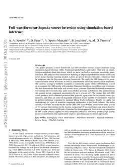 Full-waveform earthquake source inversion using simulation-based inference