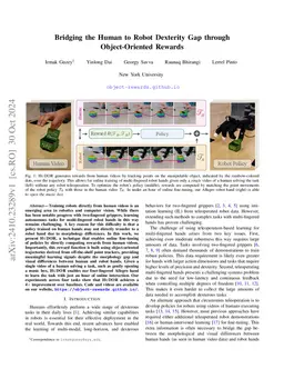 Bridging the Human to Robot Dexterity Gap through Object-Oriented
  Rewards