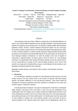 Transfer Learning in Vocal Education: Technical Evaluation of Limited
  Samples Describing Mezzo-soprano