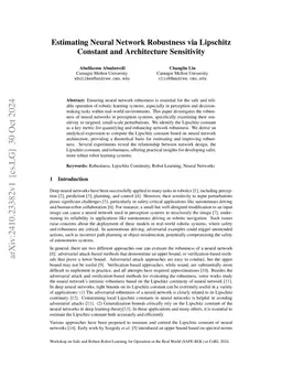 Estimating Neural Network Robustness via Lipschitz Constant and
  Architecture Sensitivity