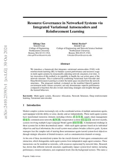 Resource Governance in Networked Systems via Integrated Variational
  Autoencoders and Reinforcement Learning