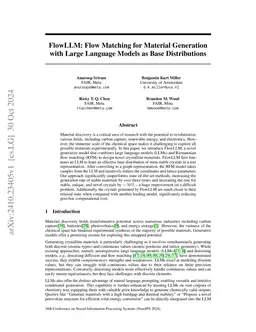 FlowLLM: Flow Matching for Material Generation with Large Language
  Models as Base Distributions