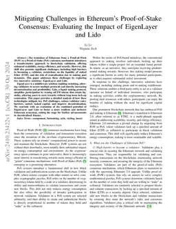 Mitigating Challenges in Ethereum's Proof-of-Stake Consensus: Evaluating
  the Impact of EigenLayer and Lido