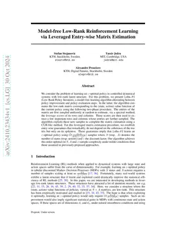 Model-free Low-Rank Reinforcement Learning via Leveraged Entry-wise
  Matrix Estimation