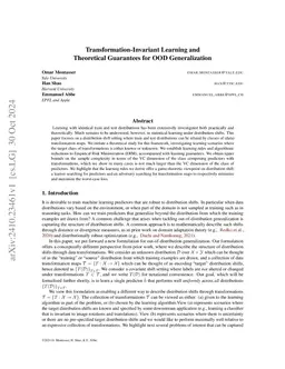 Transformation-Invariant Learning and Theoretical Guarantees for OOD
  Generalization