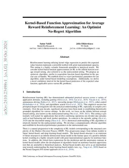 Kernel-Based Function Approximation for Average Reward Reinforcement
  Learning: An Optimist No-Regret Algorithm