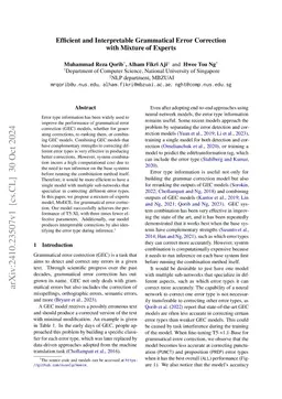 Efficient and Interpretable Grammatical Error Correction with Mixture of
  Experts