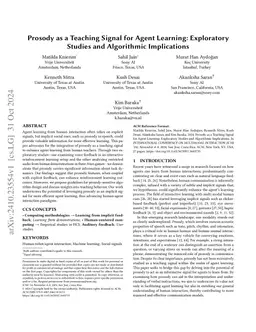 Prosody as a Teaching Signal for Agent Learning: Exploratory Studies and
  Algorithmic Implications