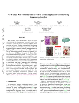 MS-Glance: Bio-Insipred Non-semantic Context Vectors and their
  Applications in Supervising Image Reconstruction