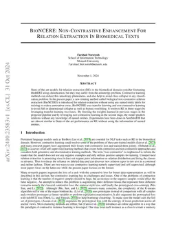 BioNCERE: Non-Contrastive Enhancement For Relation Extraction In
  Biomedical Texts