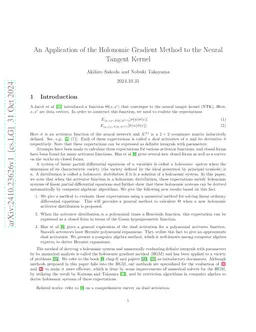 An Application of the Holonomic Gradient Method to the Neural Tangent
  Kernel