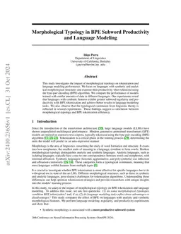 Morphological Typology in BPE Subword Productivity and Language Modeling