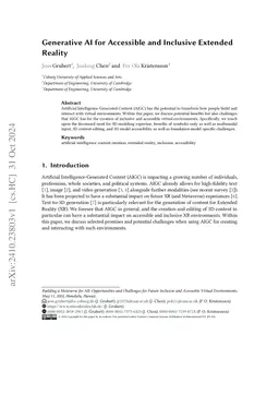 Generative AI for Accessible and Inclusive Extended Reality