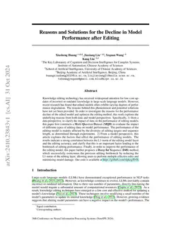 Reasons and Solutions for the Decline in Model Performance after Editing