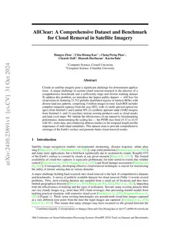 AllClear: A Comprehensive Dataset and Benchmark for Cloud Removal in
  Satellite Imagery