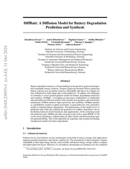 DiffBatt: A Diffusion Model for Battery Degradation Prediction and
  Synthesis