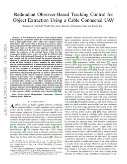 Redundant Observer-Based Tracking Control for Object Extraction Using a
  Cable Connected UAV