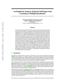 An Empirical Analysis of Speech Self-Supervised Learning at Multiple
  Resolutions