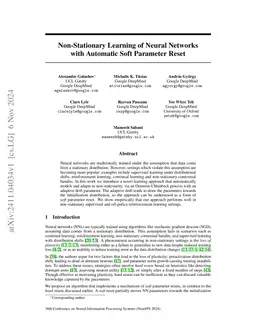Non-Stationary Learning of Neural Networks with Automatic Soft Parameter
  Reset
