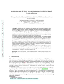 Quantum-Safe Hybrid Key Exchanges with KEM-Based Authentication
