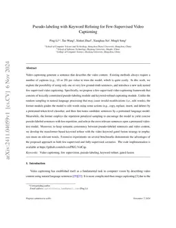 Pseudo-labeling with Keyword Refining for Few-Supervised Video
  Captioning
