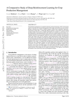 A Comparative Study of Deep Reinforcement Learning for Crop Production
  Management