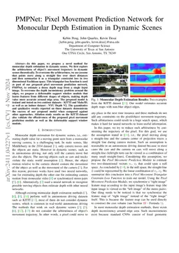 PMPNet: Pixel Movement Prediction Network for Monocular Depth Estimation
  in Dynamic Scenes