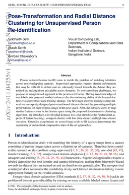 Pose-Transformation and Radial Distance Clustering for Unsupervised
  Person Re-identification