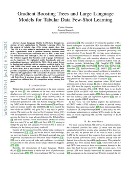 Gradient Boosting Trees and Large Language Models for Tabular Data
  Few-Shot Learning