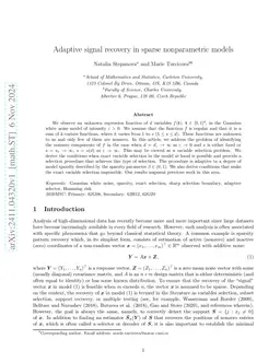 Adaptive signal recovery in sparse nonparametric models