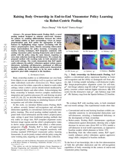 Raising Body Ownership in End-to-End Visuomotor Policy Learning via
  Robot-Centric Pooling