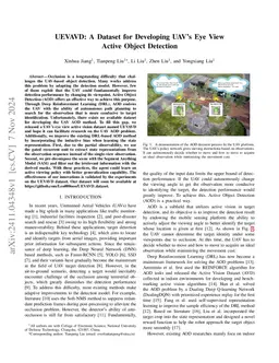 UEVAVD: A Dataset for Developing UAV's Eye View Active Object Detection